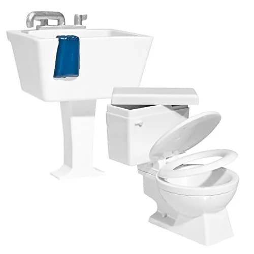 Figures Toy Company Hardcore Toilet and Sink Accessory Set for Wrestling Action Figures | Build Locker-Room Scenes thumbnail 1