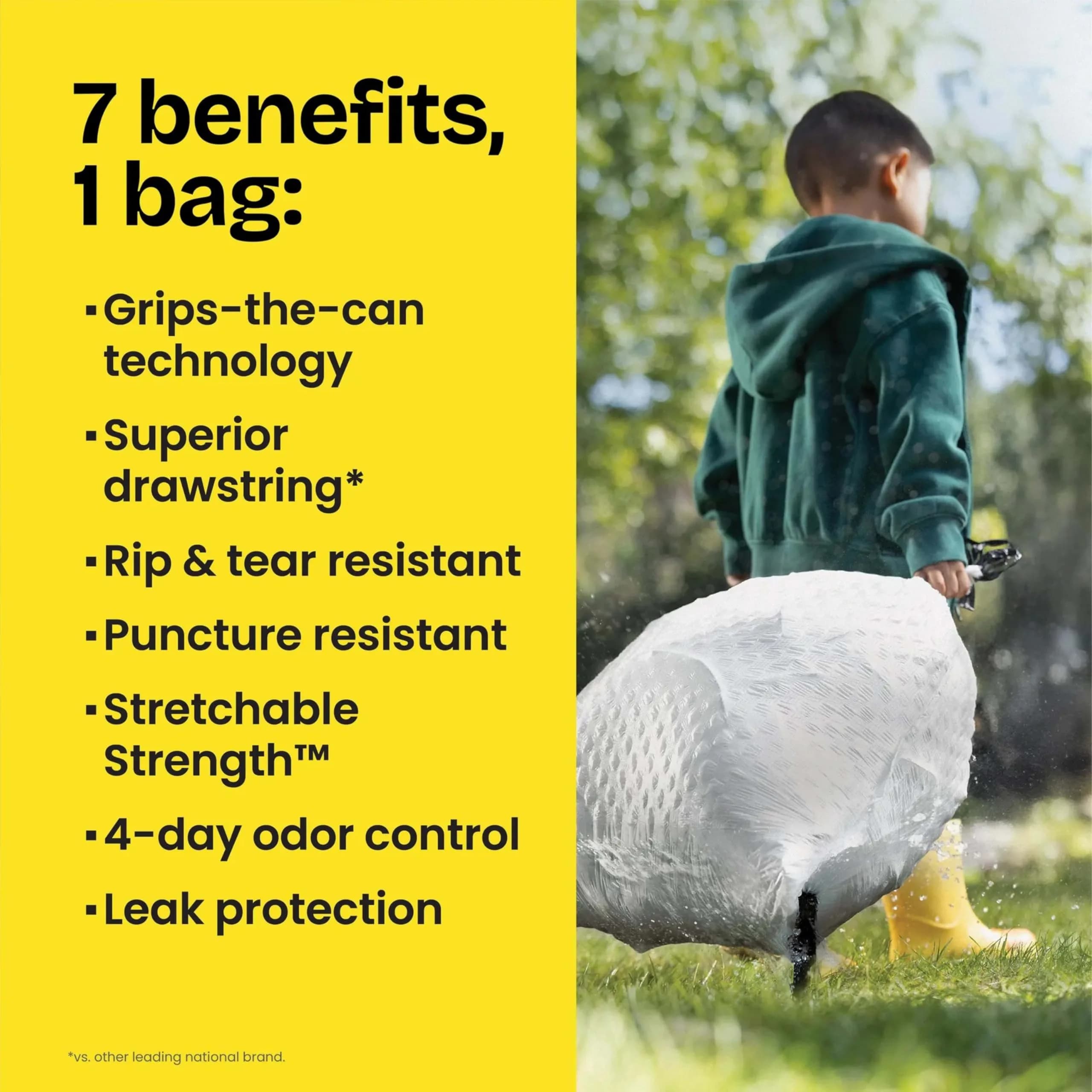 Glad ForceFlex Tall Kitchen Trash Bags 13 Gallon Grey 80 Count | Odor Control & Leak Protection - view 5