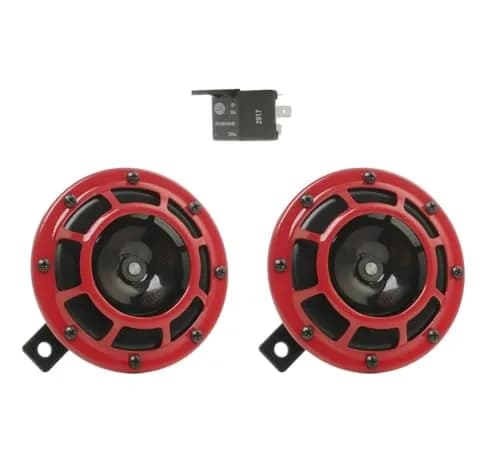 Hella Red Super Tone Horn Set 12V (2-Pack, 125mm Width) | High/Low Frequency Sound thumbnail 1