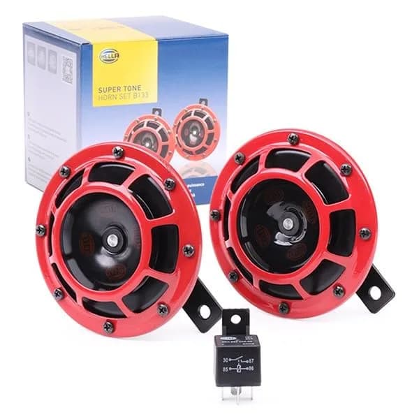 Hella Red Super Tone Horn Set 12V (2-Pack, 125mm Width) | High/Low Frequency Sound thumbnail 2