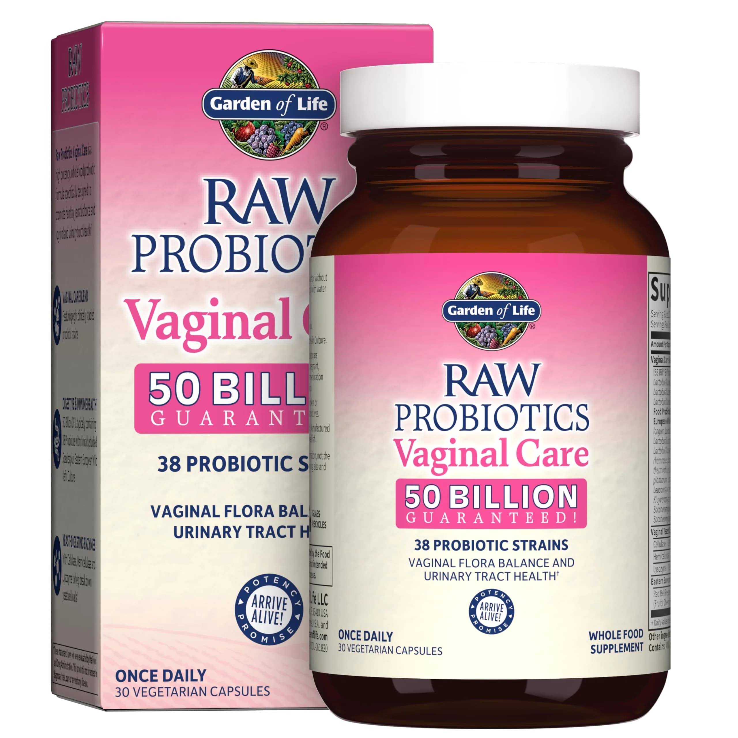 Garden of Life Raw Probiotics Vaginal Care, 50 Billion CFU, 30 Count | Supports Vaginal & Urinary Health — Refrigerated