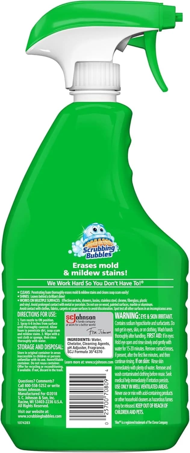 Scrubbing Bubbles Foaming Bleach Bathroom Cleaner 946ml (32oz) Pack of 8 | Erases Mold & Mildew - view 7