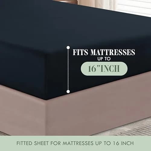 Elegant Comfort Full Bed Linen Set | Wrinkle-Resistant Microfiber Bedding (Full, Black) thumbnail 5