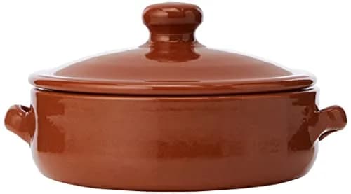 Amazing Cookware SB133 Natural Terracotta Deep Dish with Lid (15cm Diameter, 5cm Depth) | Versatile Oven & Microwave Safe thumbnail 1