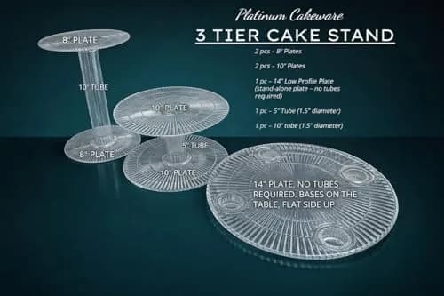 platinumcakeware 3 Tier Acrylic Wedding Cake Stand | Interchangeable Plates & Theme Decor (≤120c) thumbnail 4