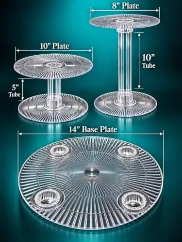 platinumcakeware 3 Tier Acrylic Wedding Cake Stand | Interchangeable Plates & Theme Decor (≤120c) thumbnail 7