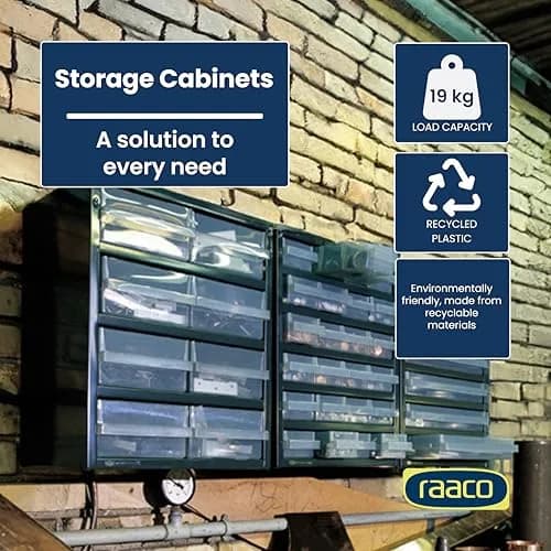 Raaco Steel Storage Cabinet, 18-Drawer | Durable Metal Hardware Organizer for Workshop & Garage thumbnail 1