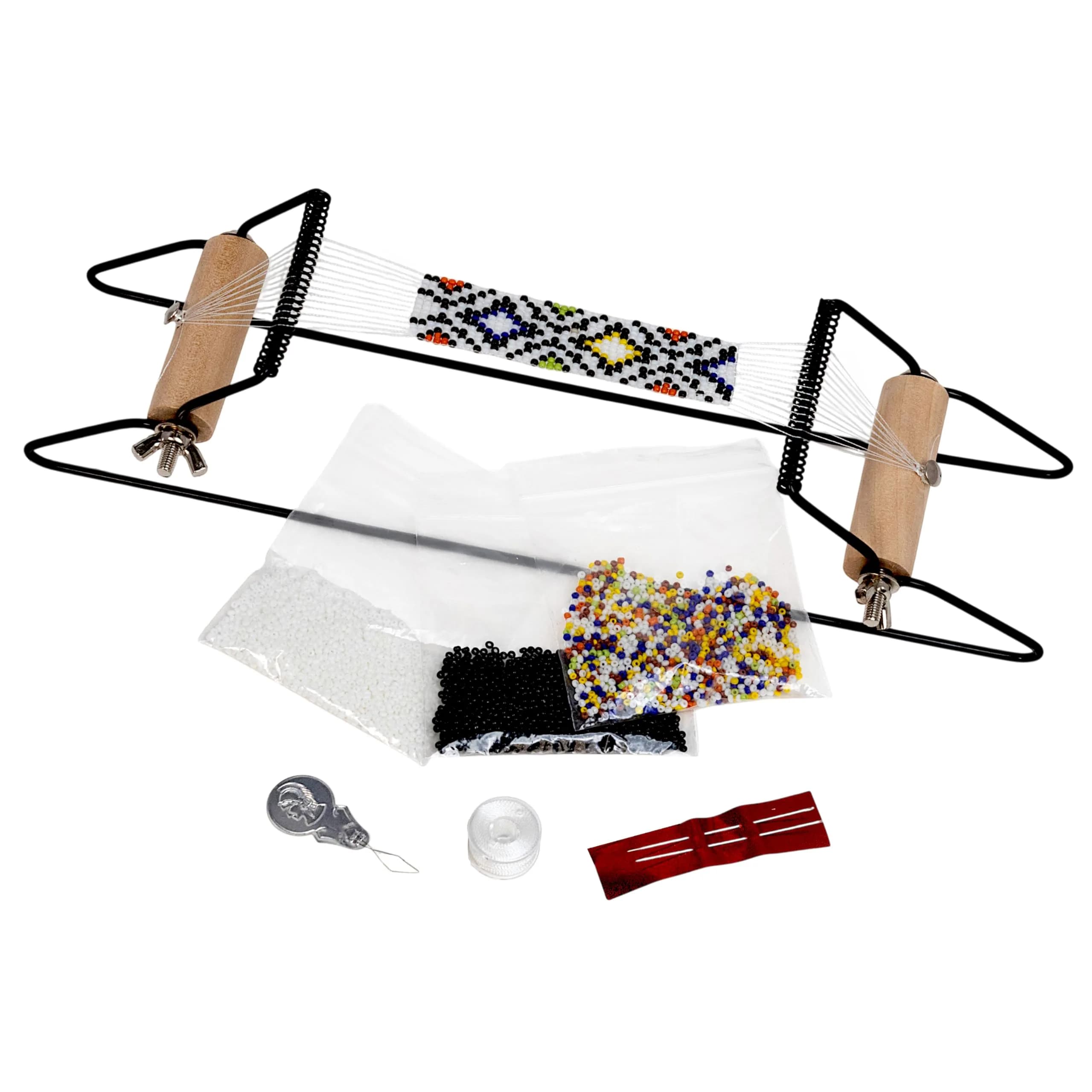 The Beadsmith Metal Bead Loom Kit with Glass Beads & Accessories | 32.4cm x 6.35cm x 7.62cm — 12.5" x 2.5" x 3"