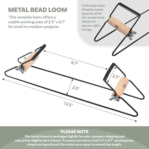 The Beadsmith Metal Bead Loom Kit with Glass Beads & Accessories | 32.4cm x 6.35cm x 7.62cm thumbnail 3