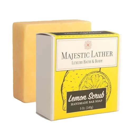 Majestic Lather Lemon Handmade Bar Soap for Face & Body | Gentle Exfoliating & Moisturizing thumbnail 1
