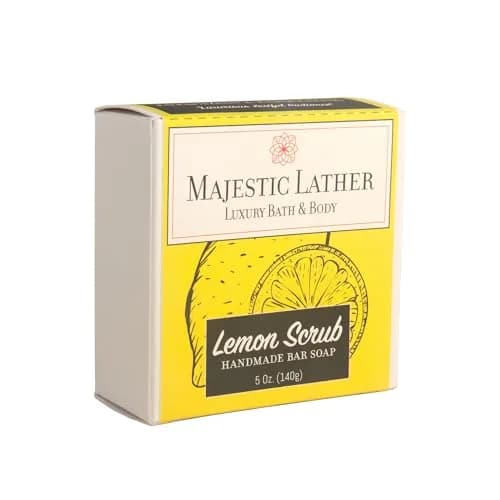 Majestic Lather Lemon Handmade Bar Soap for Face & Body | Gentle Exfoliating & Moisturizing thumbnail 2