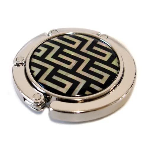 Antique Alive Mother of Pearl Lattice Black Foldable Table Purse Caddy Handbag Holder Hook | Elegant Mother of Pearl Design thumbnail 1
