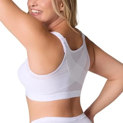 Leonisa Women's Posture Corrector Wireless Back Support Bra, White, 34C | Gentle Support & Posture Aid thumbnail 1