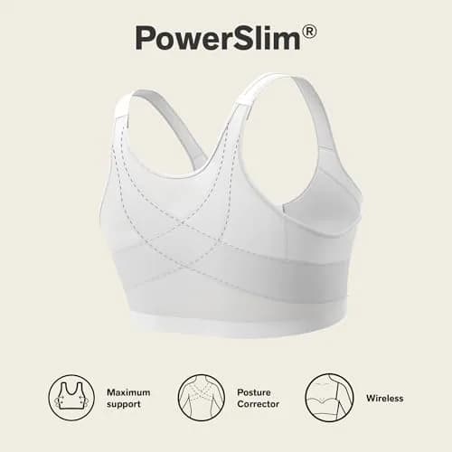 Leonisa Women's Posture Corrector Wireless Back Support Bra, White, 34C | Gentle Support & Posture Aid thumbnail 4