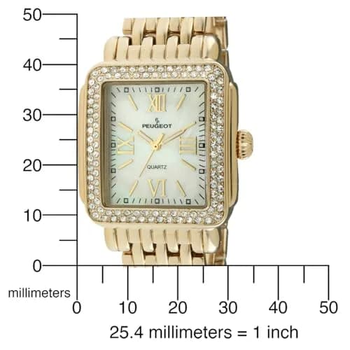 Peugeot Women's Rectangle Crystal Bezel Roman Numeral Bracelet Watch | Elegant Mother-of-Pearl Dial (30mm) for Women thumbnail 7