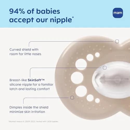 MAM Original Baby Pacifiers 6-16 Months, Glows in The Dark, 2 Pack | Developed with Pediatric Dentists & Specialists thumbnail 3