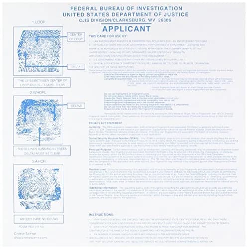 Federal Bureau of Investigation FD-258 Fingerprint Cards, Applicant Form 8" x 8" (10-Pack) thumbnail 2