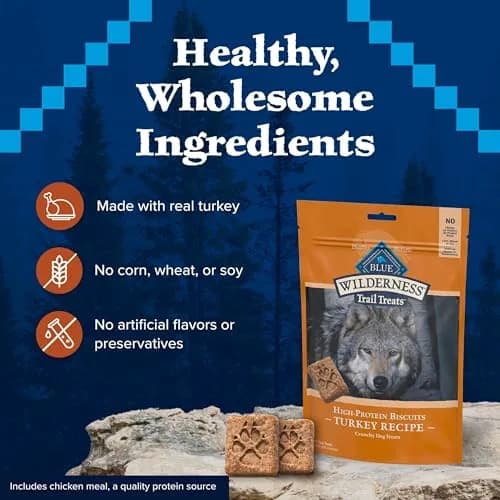 Blue Buffalo Wilderness Turkey Crunchy Dog Biscuits, Grain-Free, 283g (10 oz) | High-Protein, No Artificial Preservatives thumbnail 7