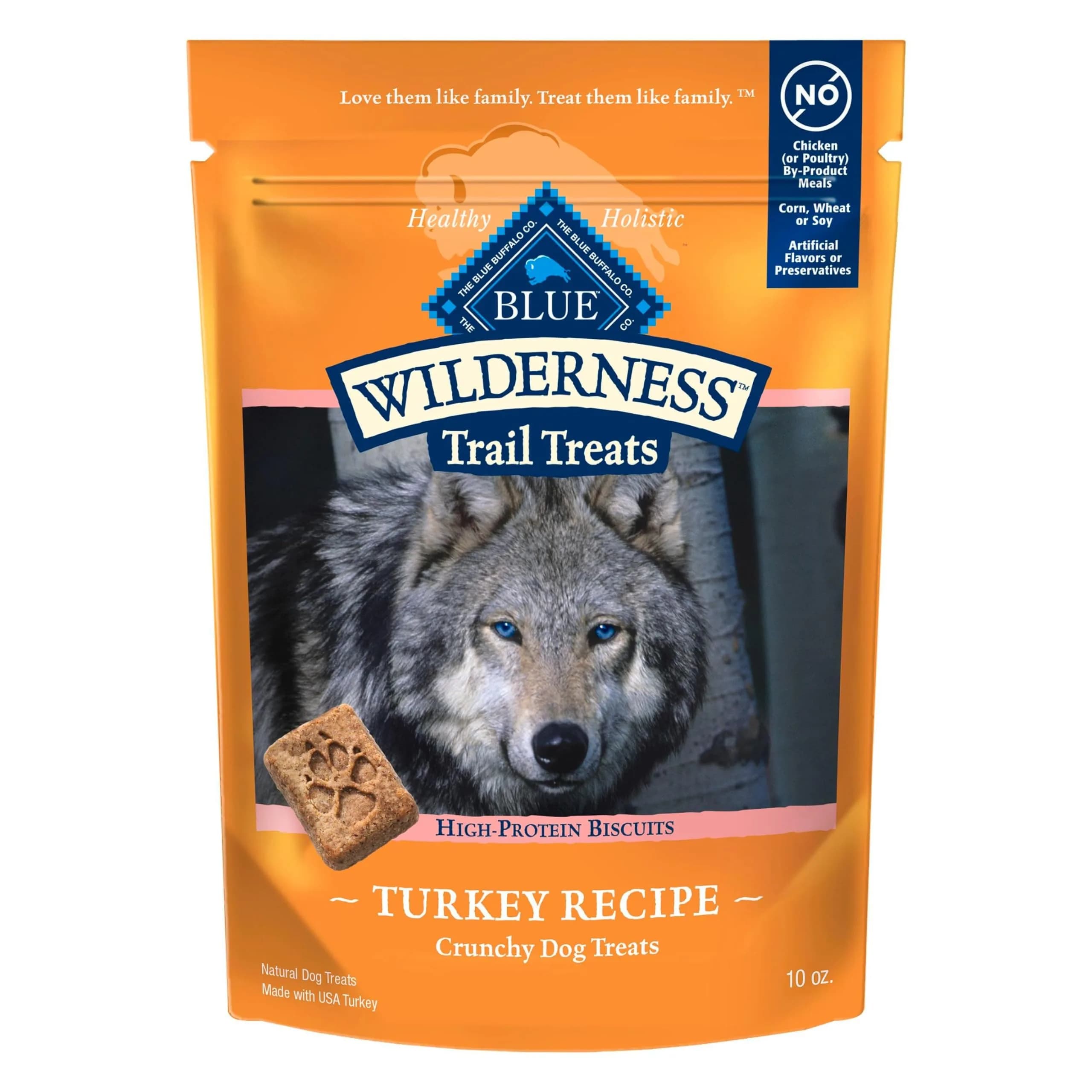 Blue Buffalo Wilderness Turkey Crunchy Dog Biscuits, Grain-Free, 283g (10 oz) | High-Protein, No Artificial Preservatives — Turkey