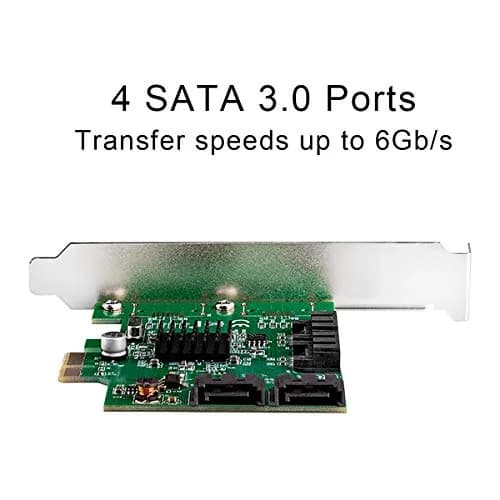 4 Port SATA III Expansion Card with Low Profile Bracket - 6Gbps SATA 3.0 PCI Express x1 Marvell 9215 thumbnail 4