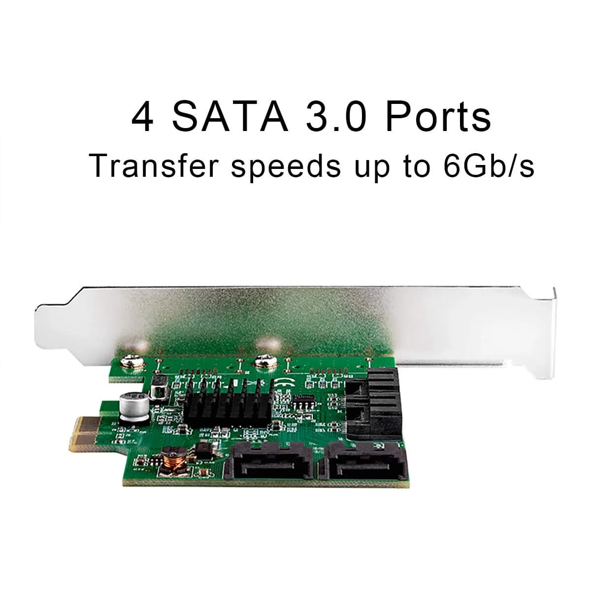 4 Port SATA III Expansion Card with Low Profile Bracket - 6Gbps SATA 3.0 PCI Express x1 Marvell 9215 thumbnail 4