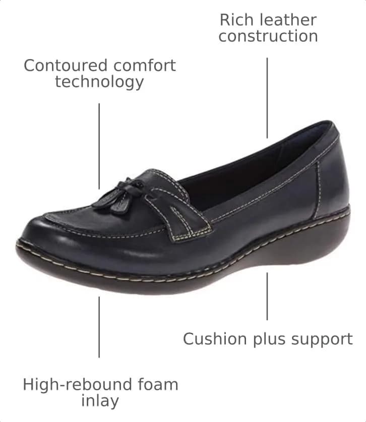 Clarks Women's Ashland Bubble Loafer, Navy, Size 8 | Premium Comfort & Classic Style thumbnail 3