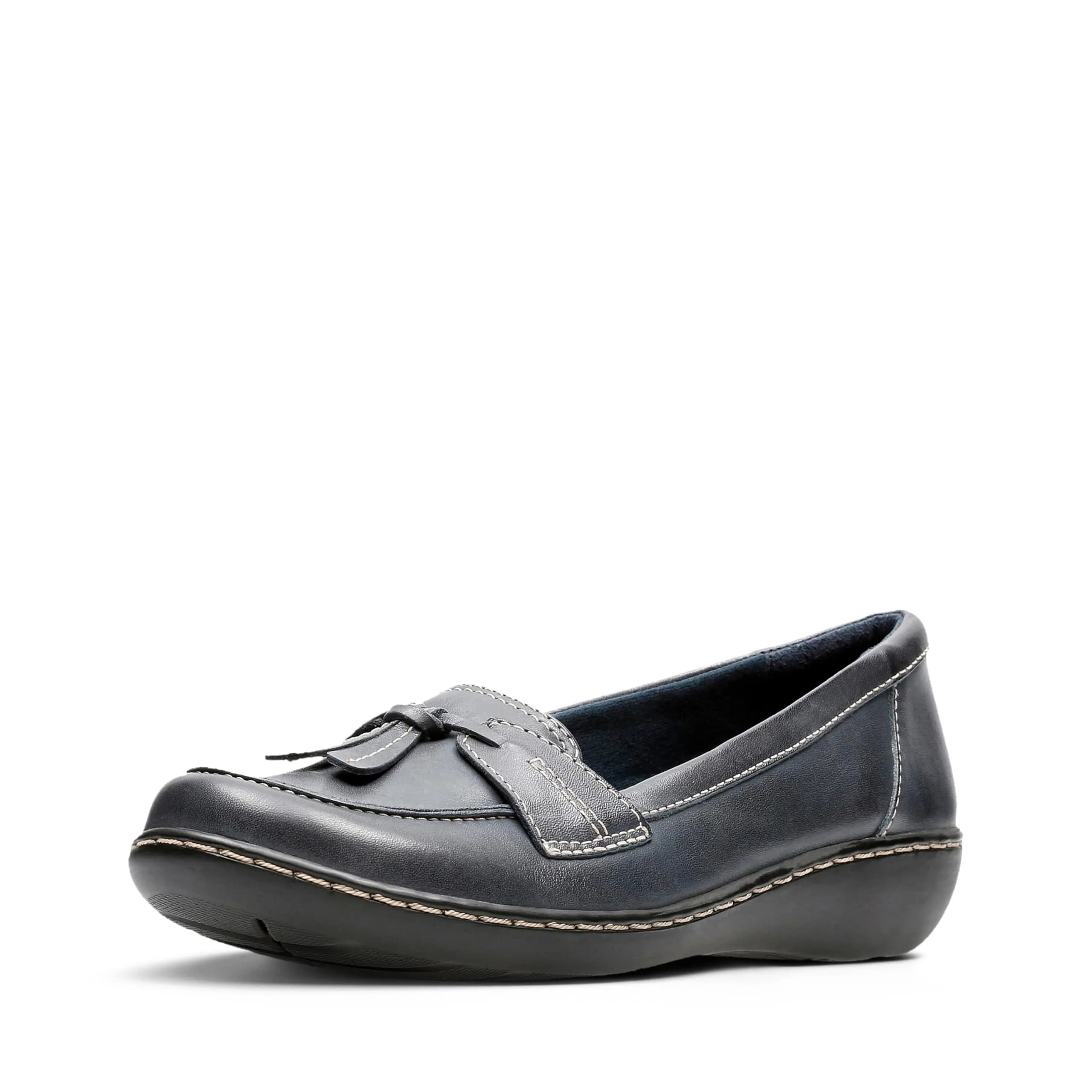 Clarks Women's Ashland Bubble Loafer, Navy, 11 | Classic Slip-On Comfort for Women