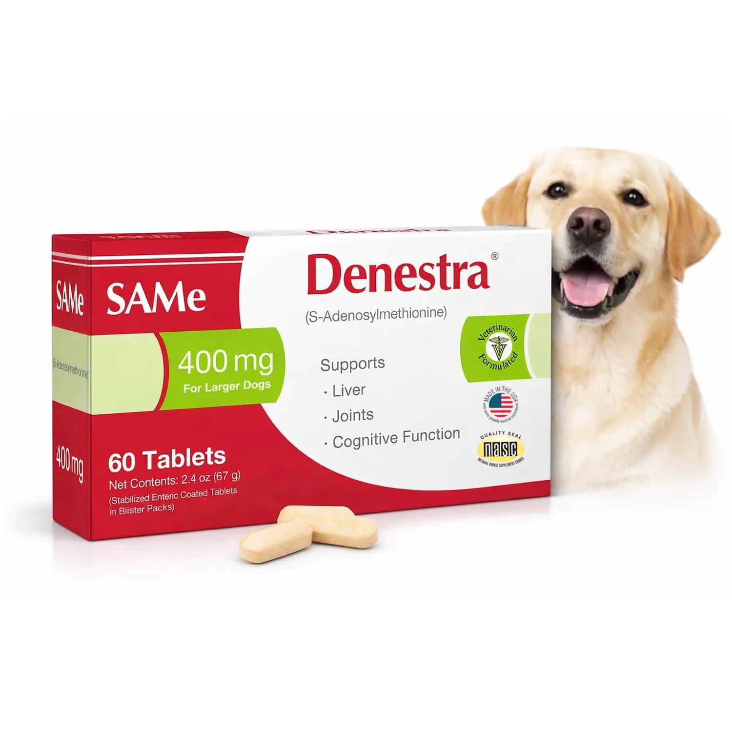 Denestra S-Adenosyl-L-Methionine 400 mg for Dogs | Liver, Joint & Brain Support