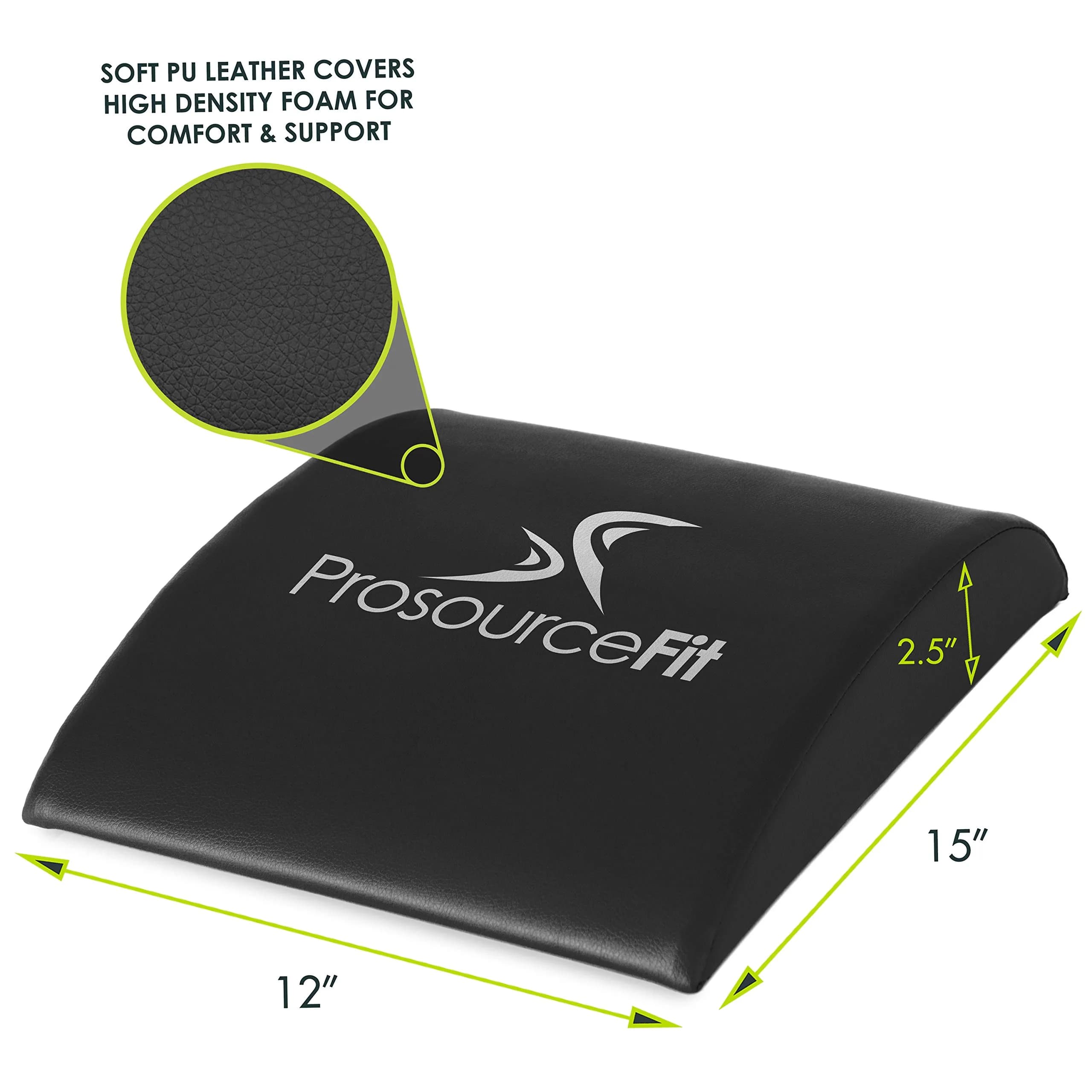 ProsourceFit Black Abdominal Mat 38cm (15") x 30cm (12") x 6.35cm (2.5") | High Density Core Trainer for Workouts - view 2