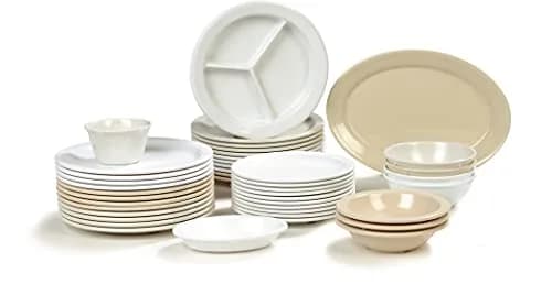 Carlisle FoodService Dallas Ware Plastic Divided Plate 9 Inches | Heavyweight Melamine, 3 Compartments, Tan, Pack of 24 thumbnail 8