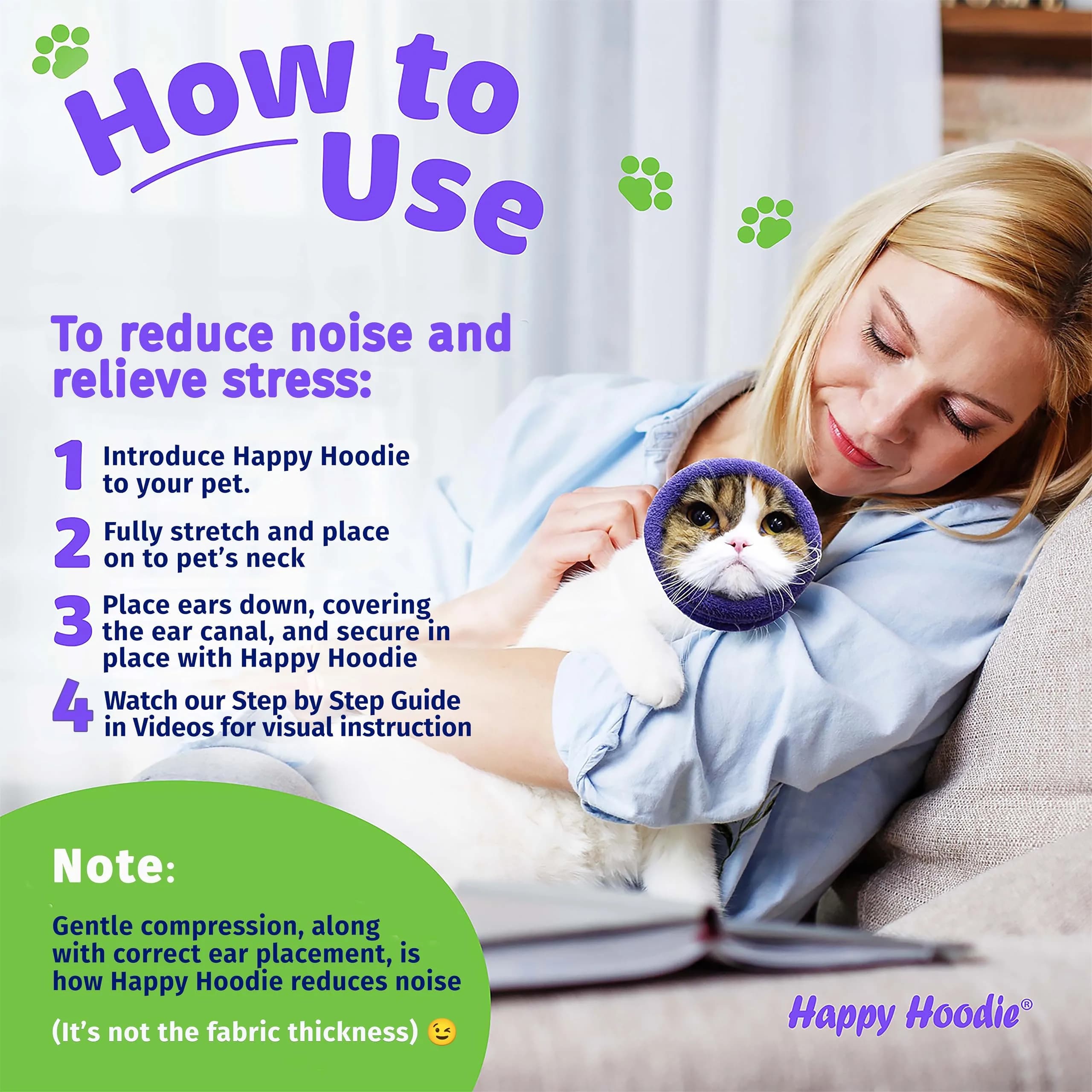 ZONI PETS Happy Hoodie The Original Dog & Cat Calming Band for Noise & Anxiety Relief | Stress & Noise Calming Aid (70-120 chars) thumbnail 5