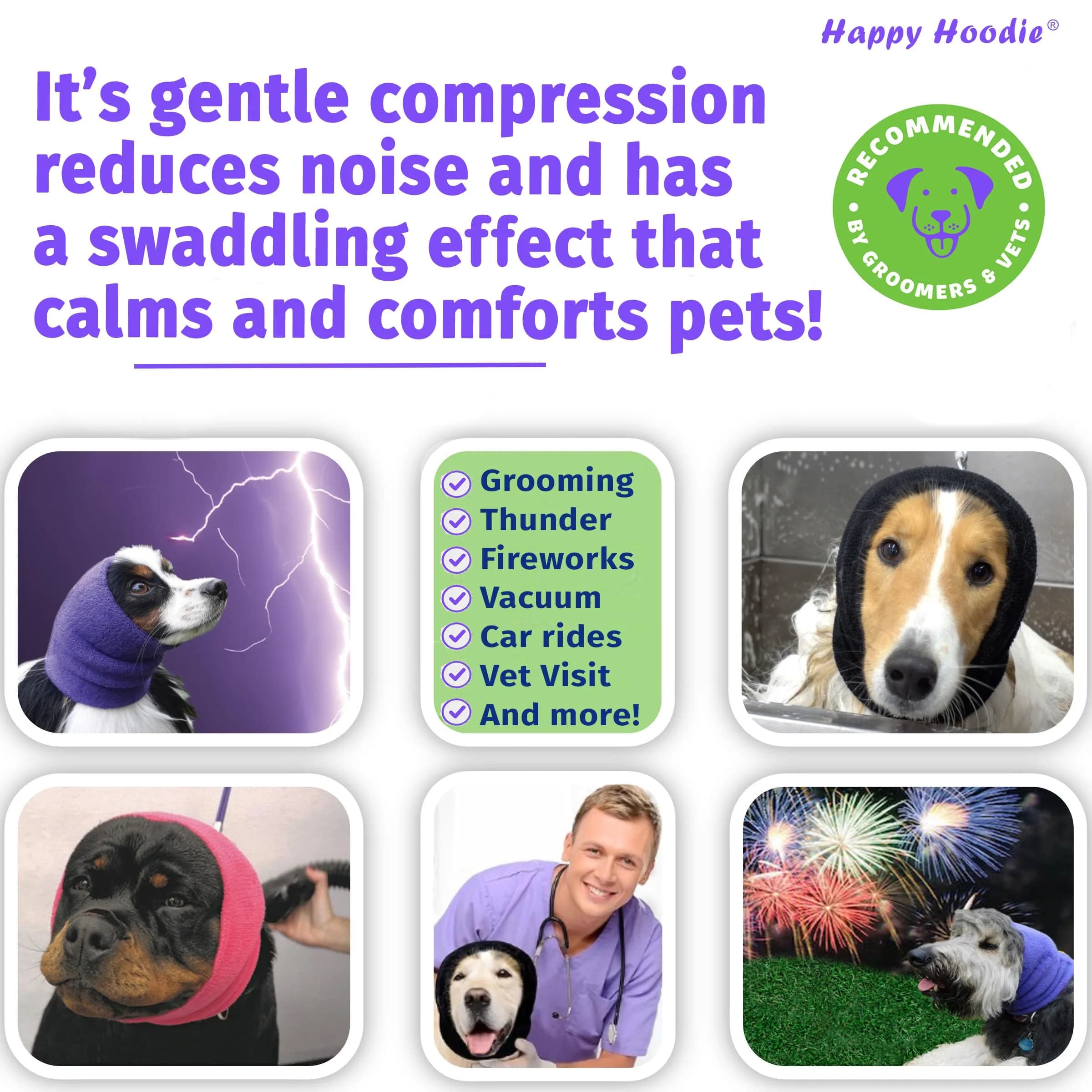 ZONI PETS Happy Hoodie The Original Dog & Cat Calming Band for Noise & Anxiety Relief | Stress & Noise Calming Aid (70-120 chars) thumbnail 3