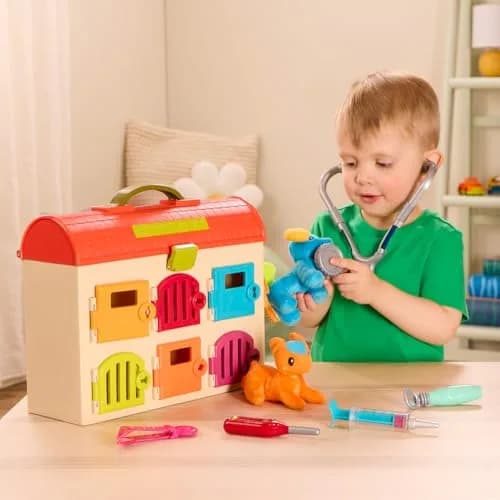 B. toys Critter Clinic Vet Set, Portable Animal Hospital | 6 Rooms, 5 Tools, 2 Plush Pets, Portable Handle (2+ Years) thumbnail 5