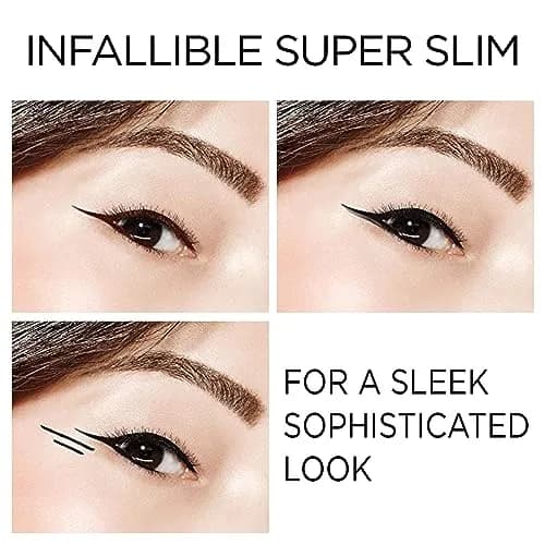 L'Oreal Paris Infallible Super Slim Liquid Eyeliner Black 0.034 fl oz (1 ml) | Ultra-Fine Felt Tip for Precise Lines thumbnail 3