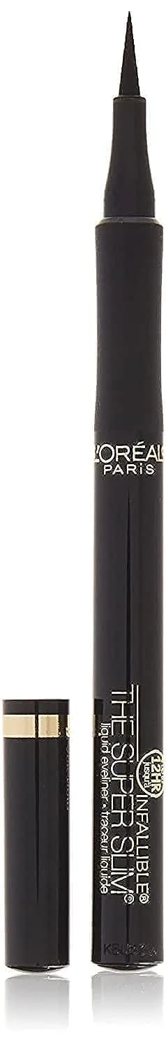L'Oreal Paris Infallible Super Slim Liquid Eyeliner Black 0.034 fl oz (1 ml) | Ultra-Fine Felt Tip for Precise Lines - main product image