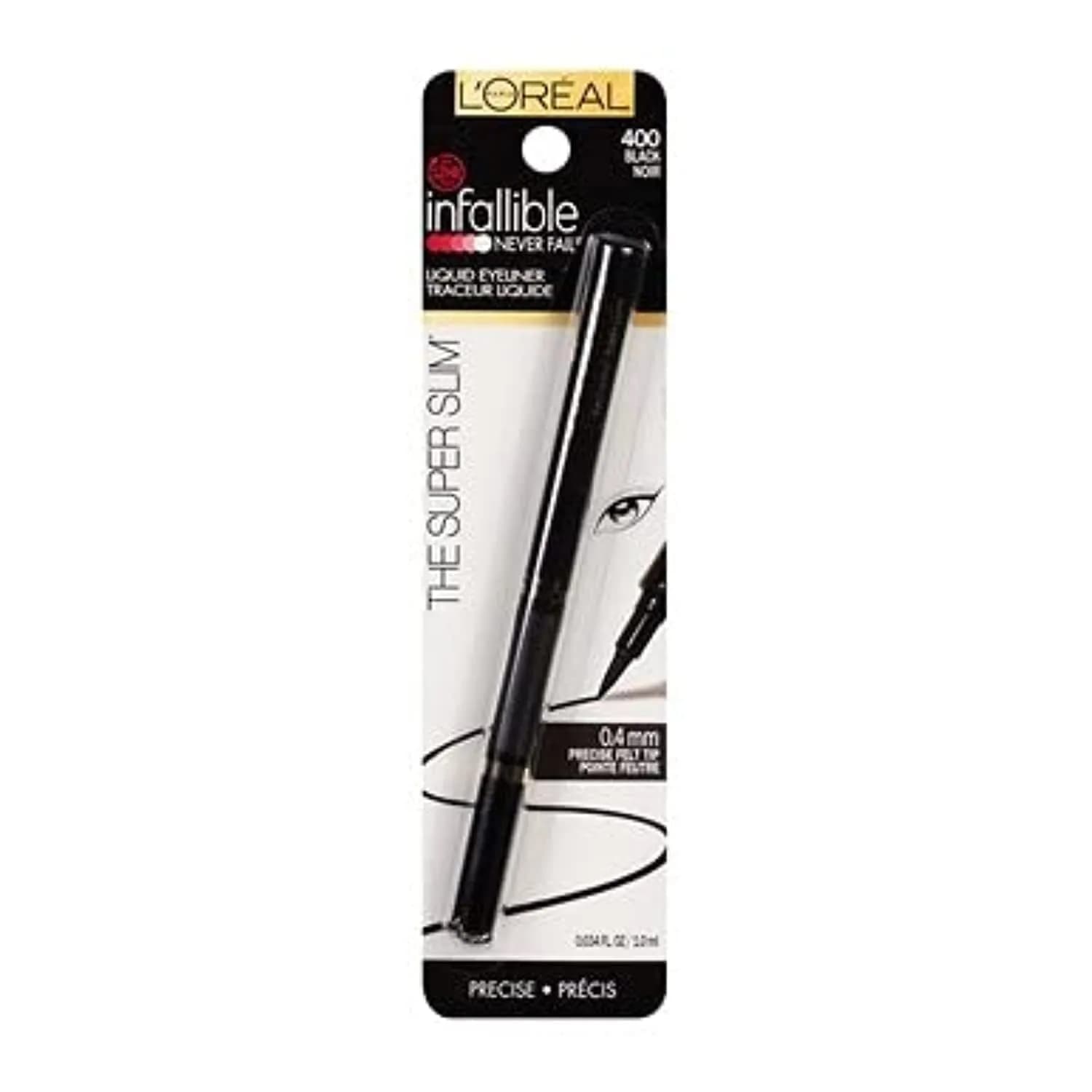 L'Oreal Paris Infallible Super Slim Liquid Eyeliner Black 0.034 fl oz (1 ml) | Ultra-Fine Felt Tip for Precise Lines - view 6