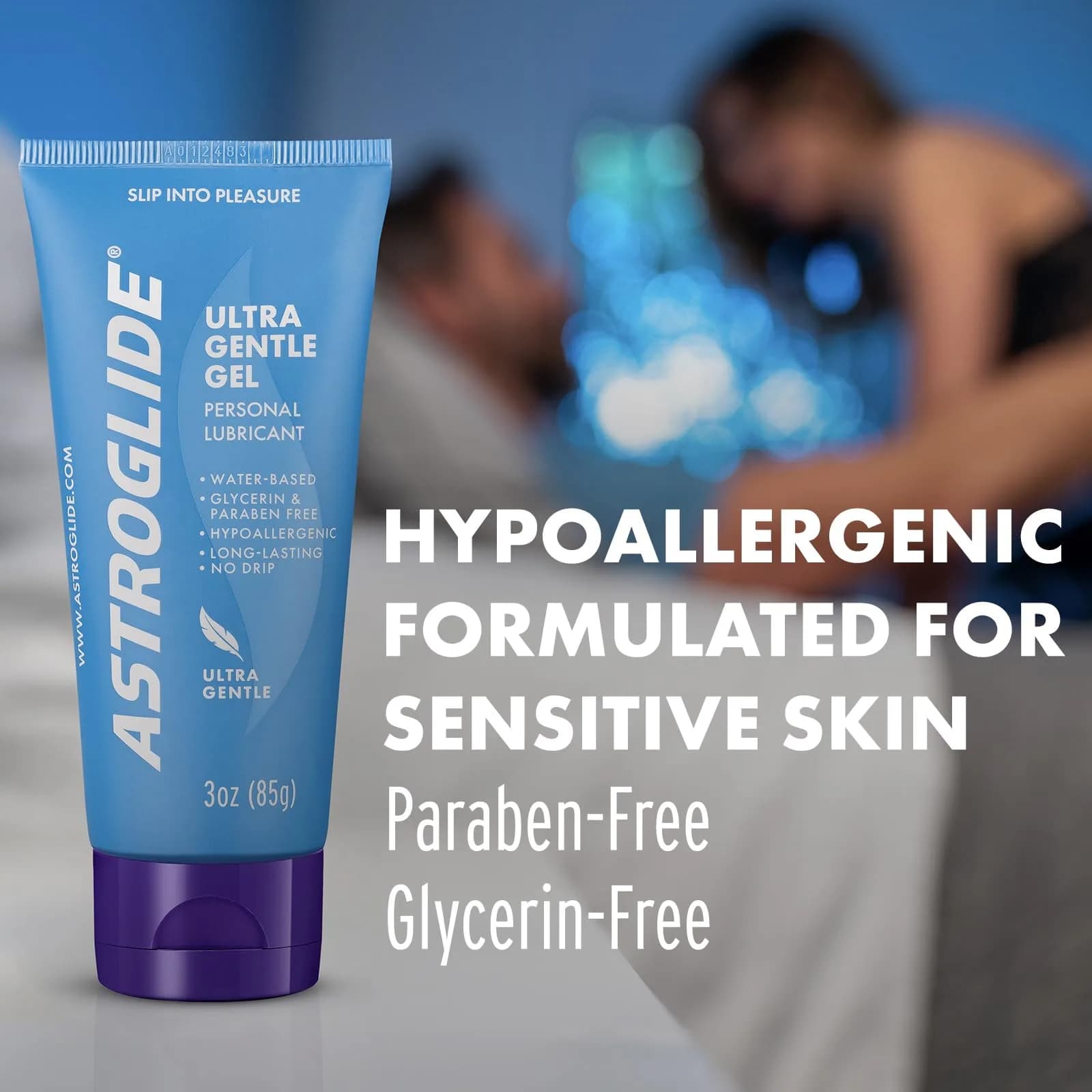 Astroglide Ultra Gentle Gel Lube 88.7ml (3 Fl Oz) | Hypoallergenic Water-Based Personal Lubricant - view 2