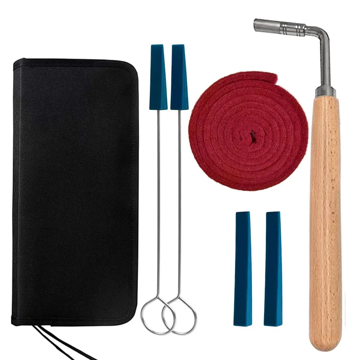 Ecloud Shop Piano Tuning Kit with L-Shape Hammer, Rubber Mutes & Temperament Strip | 6-Piece Set — 6pcs