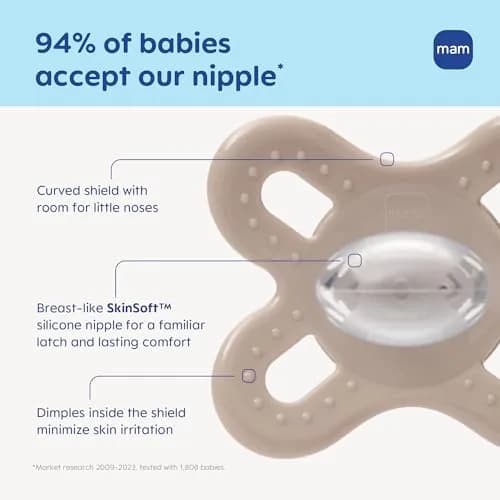 MAM Original Start Baby Pacifiers 0-3 Months SkinSoft Silicone, 2 Pack | Developed with Orthodontists thumbnail 3