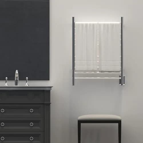 Amba Radiant Straight Hardwired Towel Warmer 4.75in | Polished Stainless Steel, 11.1lb, 10 Crossbars, Heats Horizontal & Vertical thumbnail 2