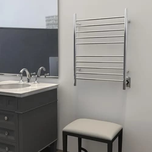 Amba Radiant Straight Hardwired Towel Warmer 4.75in | Polished Stainless Steel, 11.1lb, 10 Crossbars, Heats Horizontal & Vertical thumbnail 3