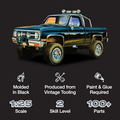 MPC 1984 GMC Pickup 1:25 Scale Model Kit (Black Version) | 150+ Parts, Skill Level 2 thumbnail 2