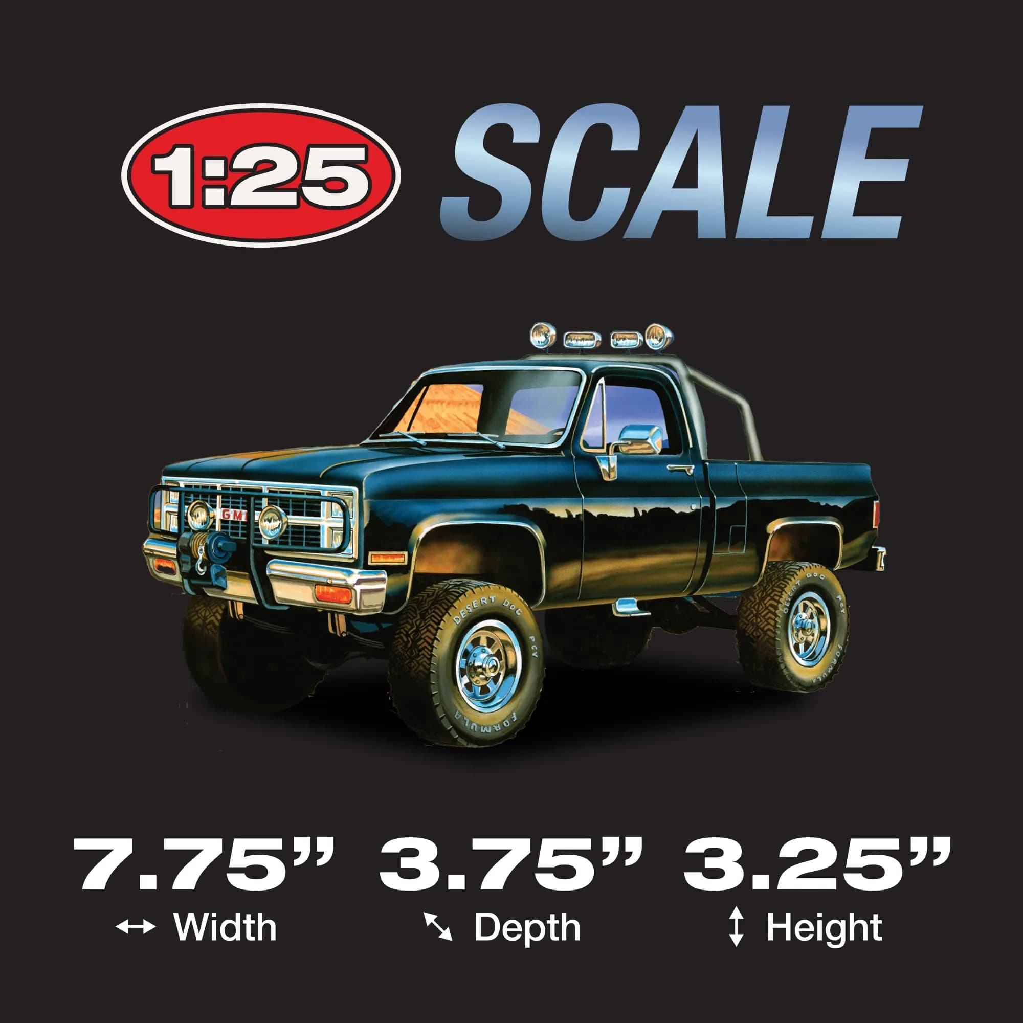 MPC 1984 GMC Pickup 1:25 Scale Model Kit (Black Version) | 150+ Parts, Skill Level 2 - view 4