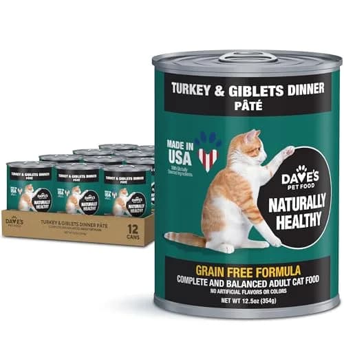 Dave's Pet Food Grain Free Canned Cat Food, Turkey & Giblets Pate, 12.5 oz | High-Protein, Grain-Free Nutrition thumbnail 1