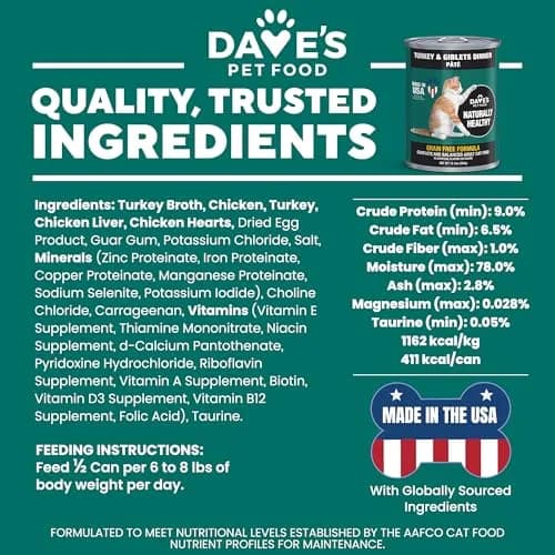 Dave's Pet Food Grain Free Canned Cat Food, Turkey & Giblets Pate, 12.5 oz | High-Protein, Grain-Free Nutrition thumbnail 7