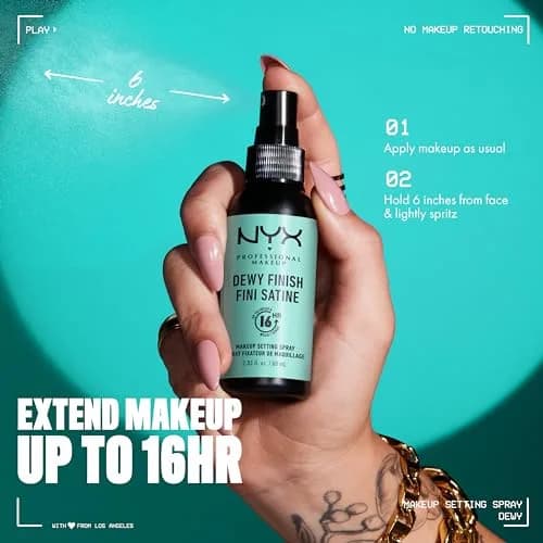 NYX PROFESSIONAL MAKEUP Makeup Setting Spray - Dewy Finish, Vegan Formula | Lightweight Face Mist for 16HR Wear thumbnail 4