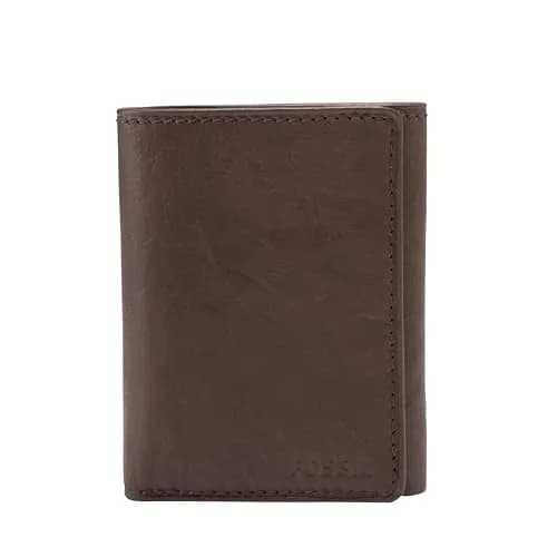 Fossil Ingram Leather Trifold Wallet with ID Window for Men, Brown | 100% Genuine Leather, 8 Card Slots, Slim Profile thumbnail 1