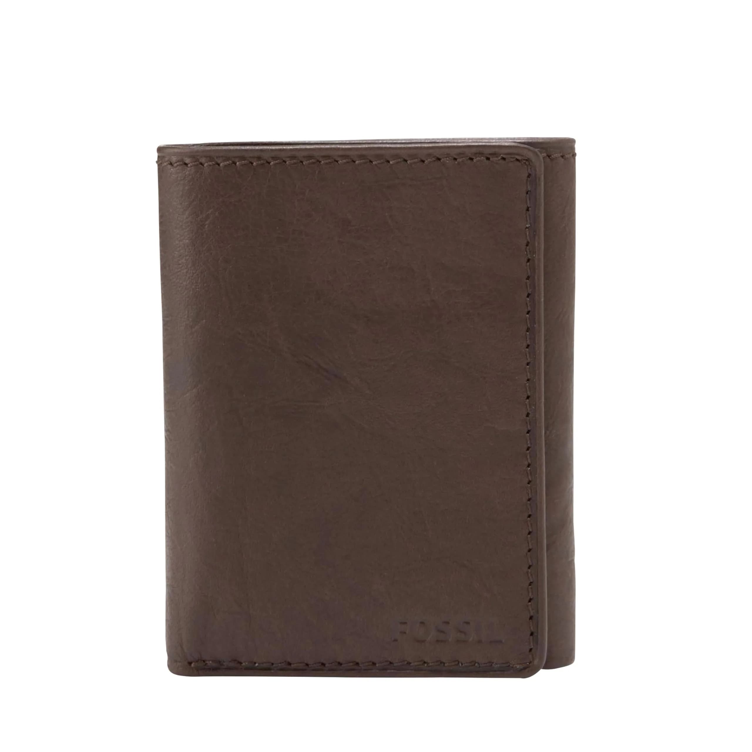 Fossil Ingram Leather Trifold Wallet with ID Window for Men, Brown | 100% Genuine Leather, 8 Card Slots, Slim Profile — Ingram Brown