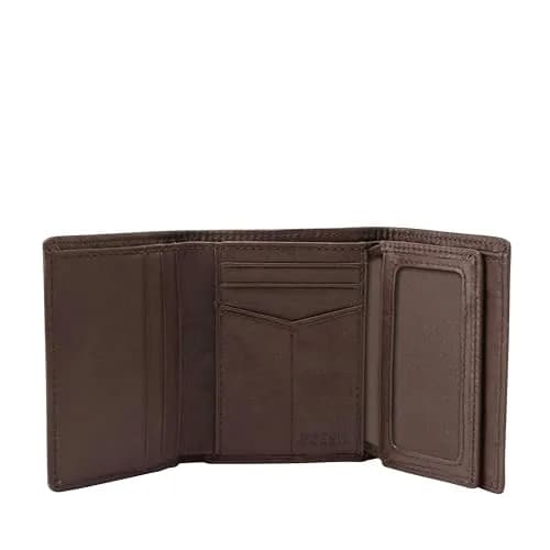 Fossil Ingram Leather Trifold Wallet with ID Window for Men, Brown | 100% Genuine Leather, 8 Card Slots, Slim Profile thumbnail 3