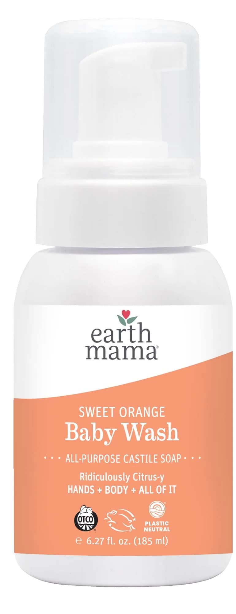 Earth Mama Sweet Orange Baby Wash Foaming Soap 185ml (6.27 Fl Oz) | Gentle Castile Soap for Sensitive Skin — Sweet Orange